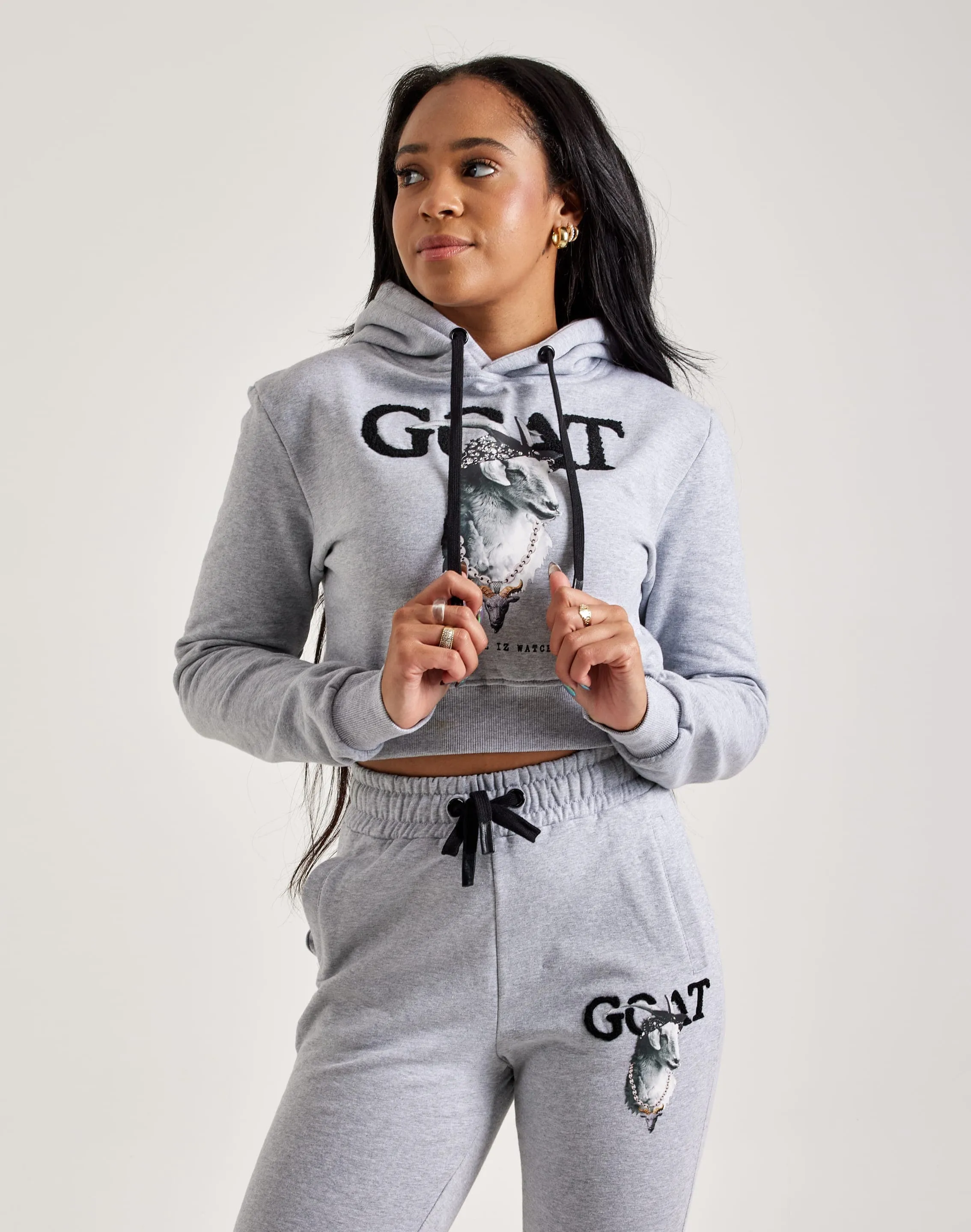 Streetz Iz Watchin Goat Cropped Pullover Hoodie
