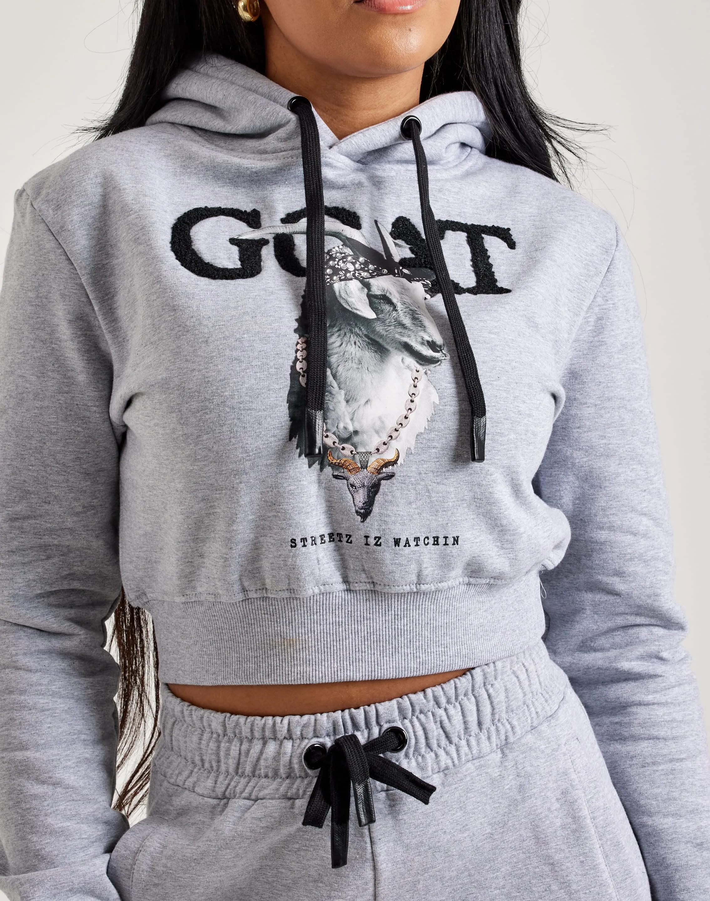 Streetz Iz Watchin Goat Cropped Pullover Hoodie