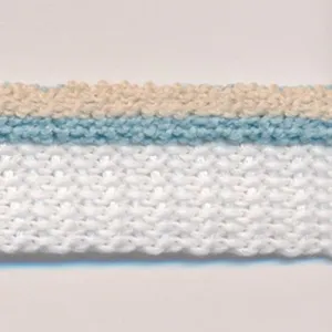 Stripe Pile Piping #19 Sand Beige & Sky Blue & White
