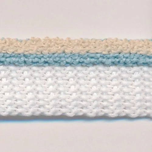 Stripe Pile Piping #19 Sand Beige & Sky Blue & White