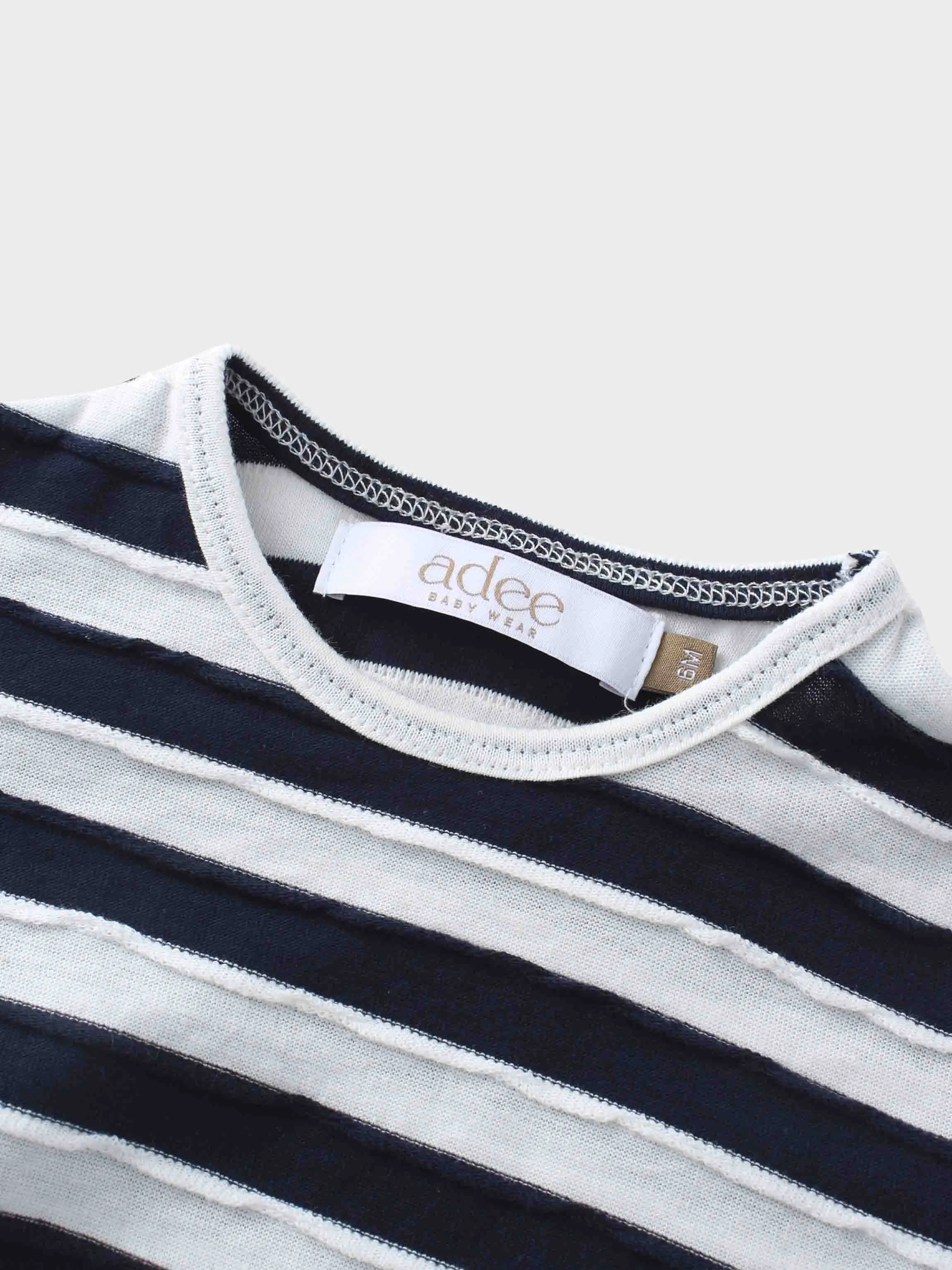 Striped Textured Short Set- Blue
