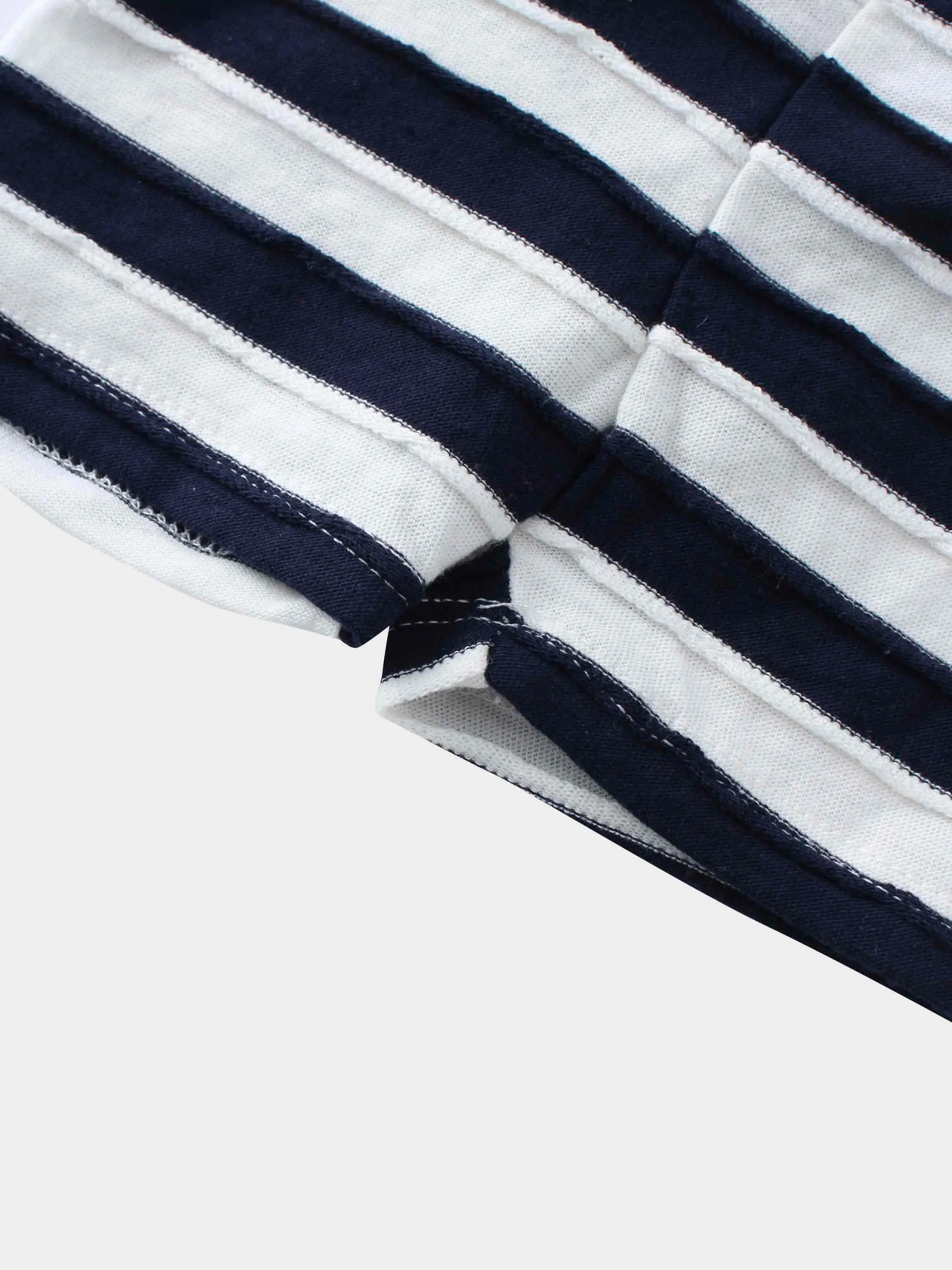 Striped Textured Short Set- Blue