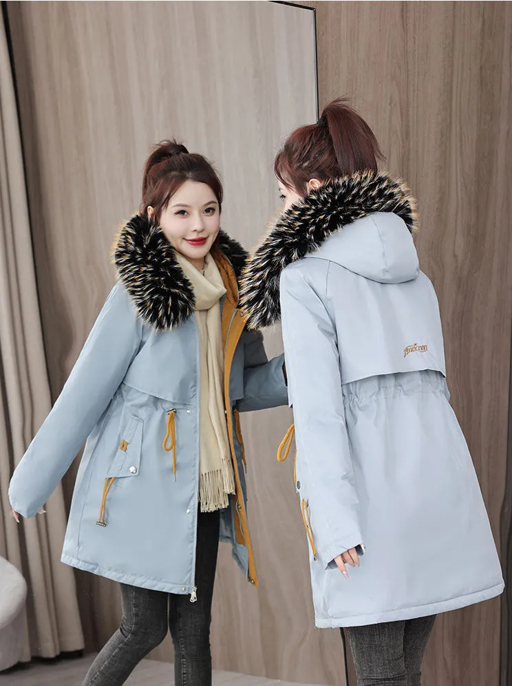 Stylish and Easy-to-Clean Women's Parka with Drawstring Waist