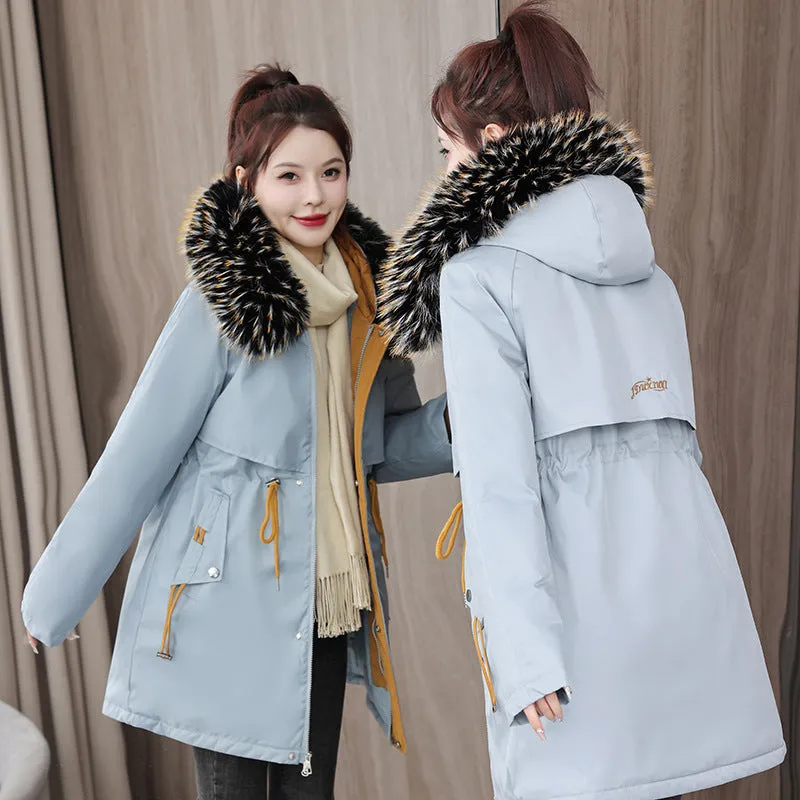 Stylish and Easy-to-Clean Women's Parka with Drawstring Waist