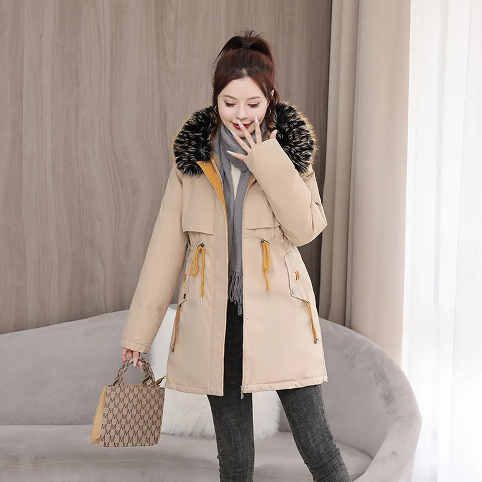 Stylish and Easy-to-Clean Women's Parka with Drawstring Waist