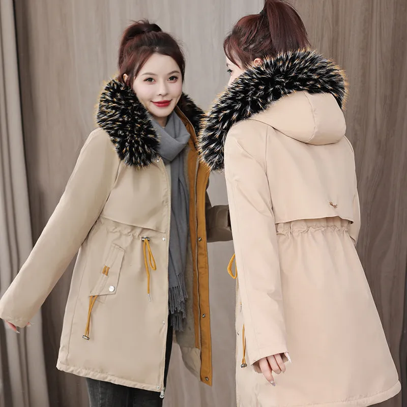 Stylish and Easy-to-Clean Women's Parka with Drawstring Waist