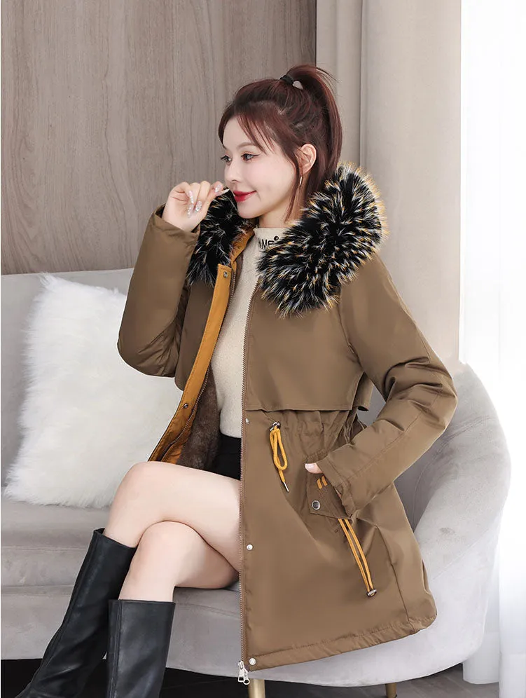 Stylish and Easy-to-Clean Women's Parka with Drawstring Waist
