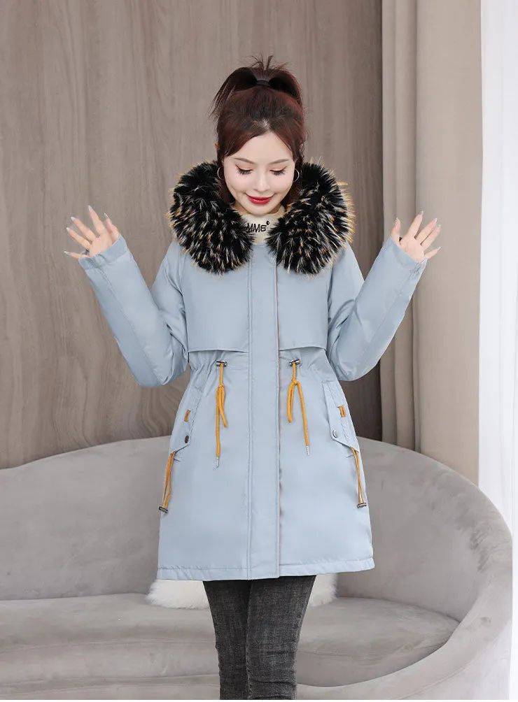 Stylish and Easy-to-Clean Women's Parka with Drawstring Waist