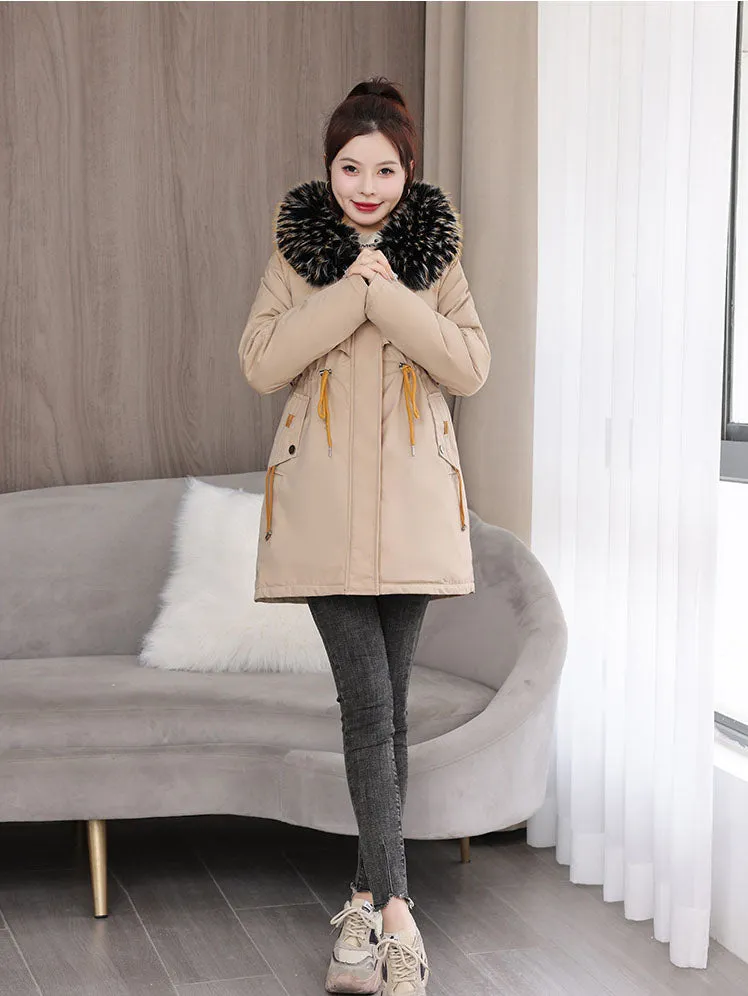 Stylish and Easy-to-Clean Women's Parka with Drawstring Waist