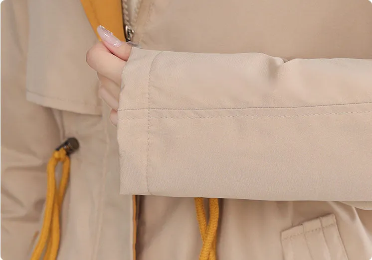 Stylish and Easy-to-Clean Women's Parka with Drawstring Waist