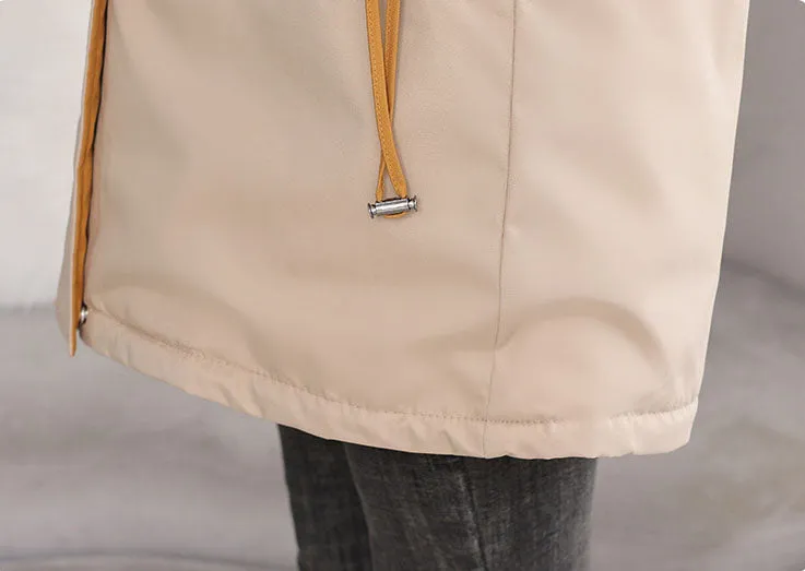 Stylish and Easy-to-Clean Women's Parka with Drawstring Waist