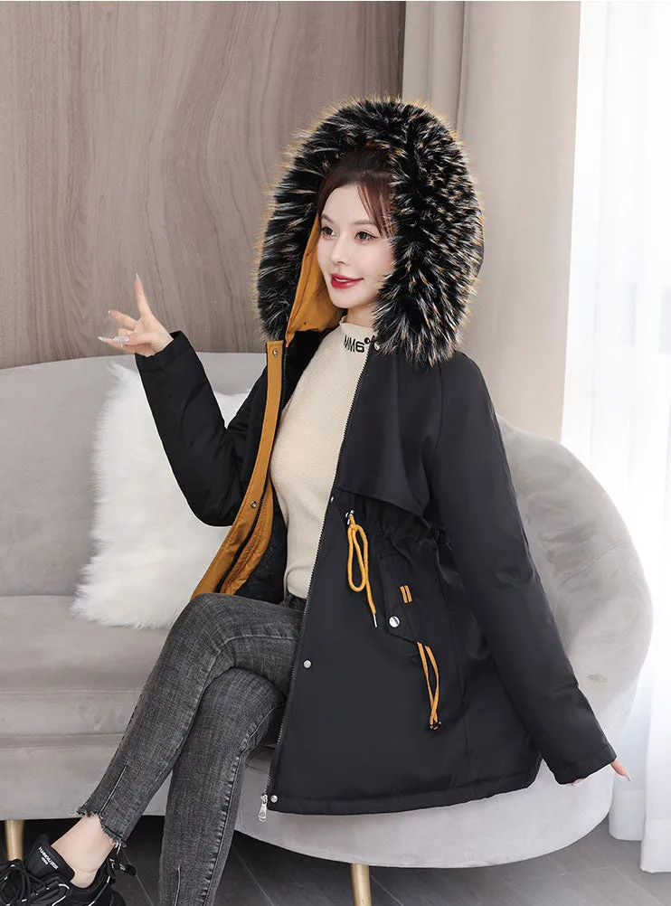 Stylish and Easy-to-Clean Women's Parka with Drawstring Waist