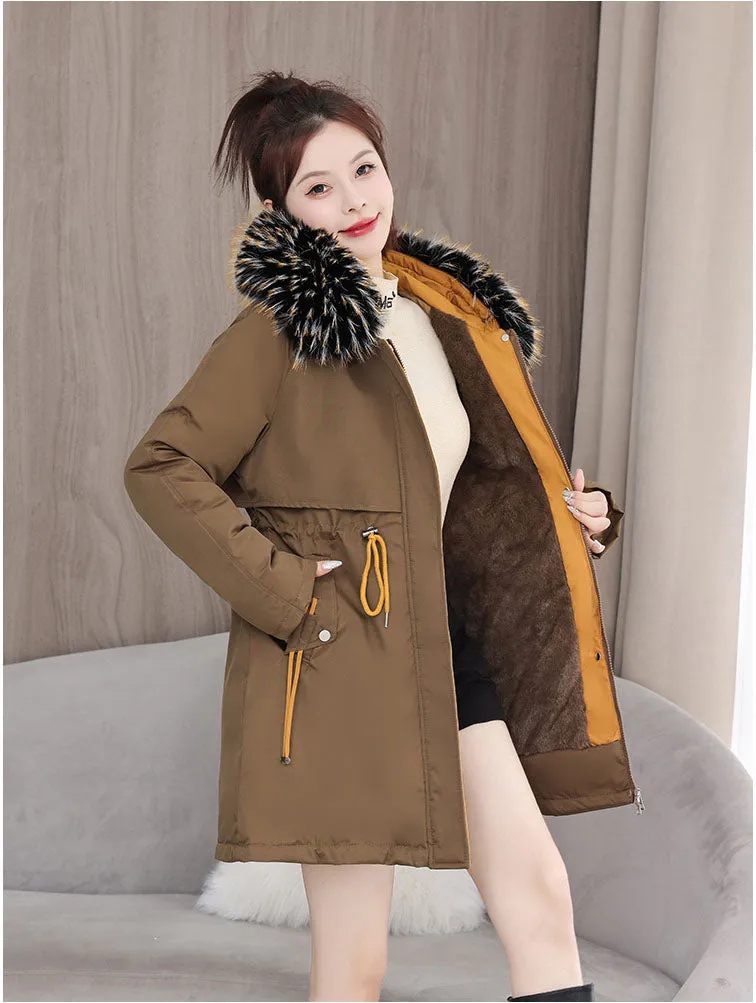Stylish and Easy-to-Clean Women's Parka with Drawstring Waist