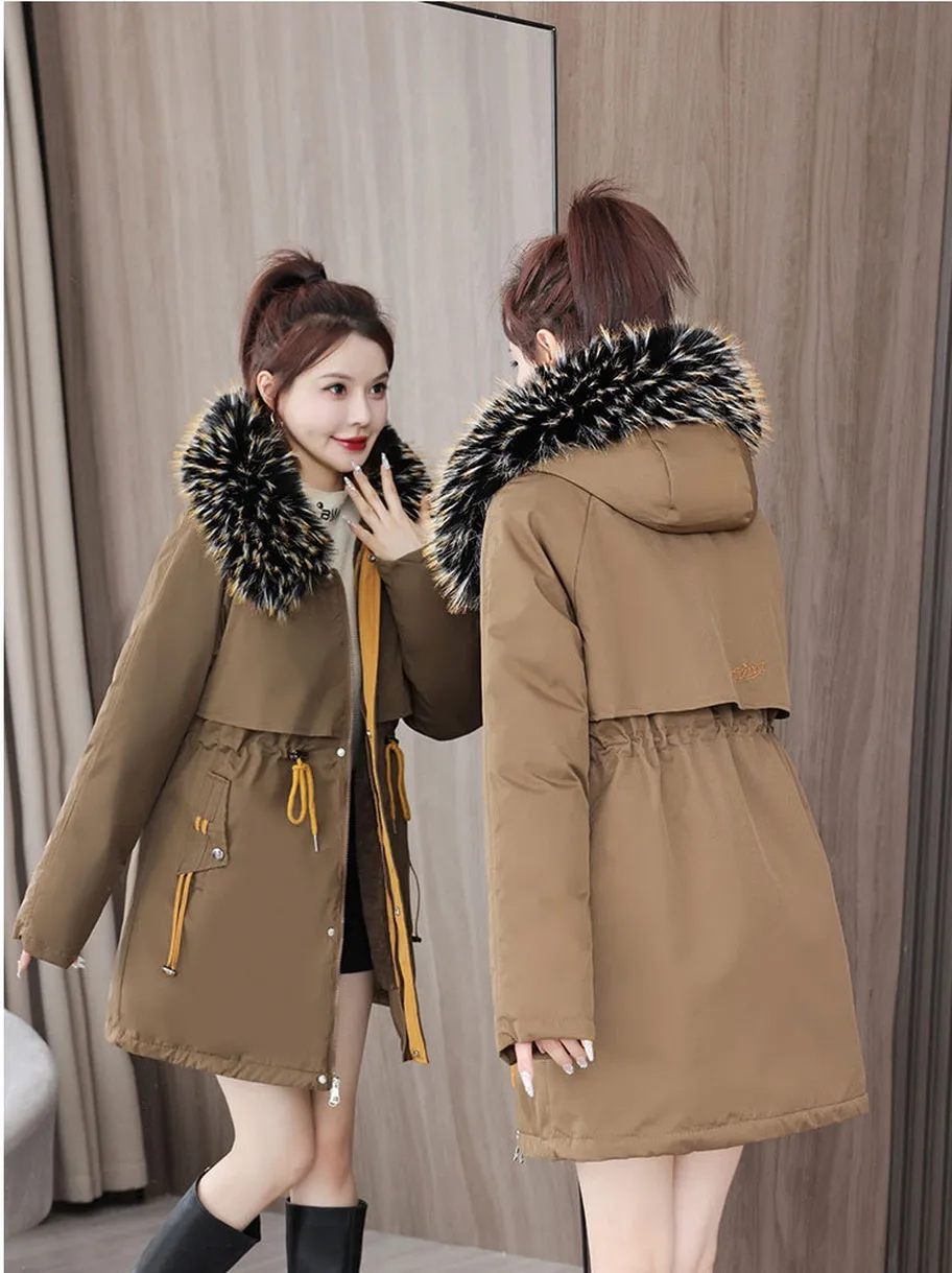 Stylish and Easy-to-Clean Women's Parka with Drawstring Waist
