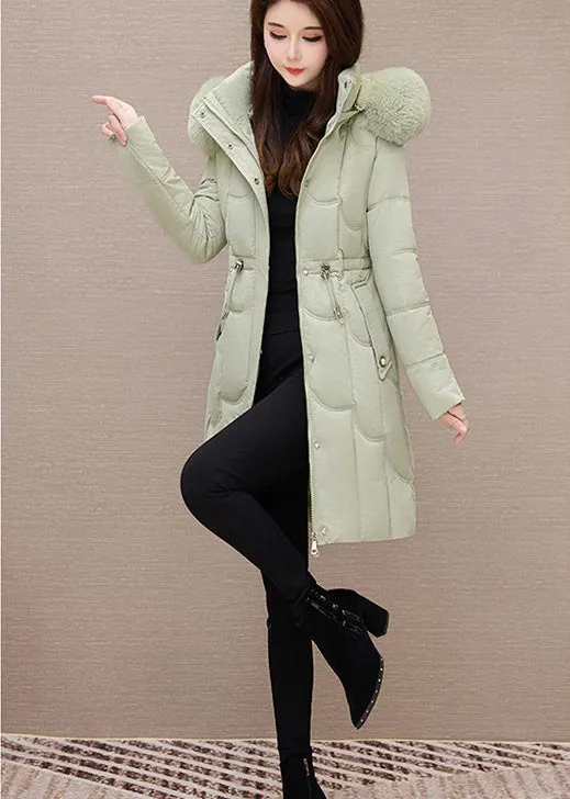 Stylish Windproof Padded Puffer Coat with Belted Waist