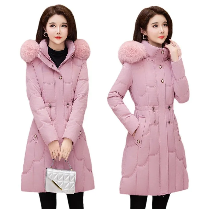 Stylish Windproof Padded Puffer Coat with Belted Waist