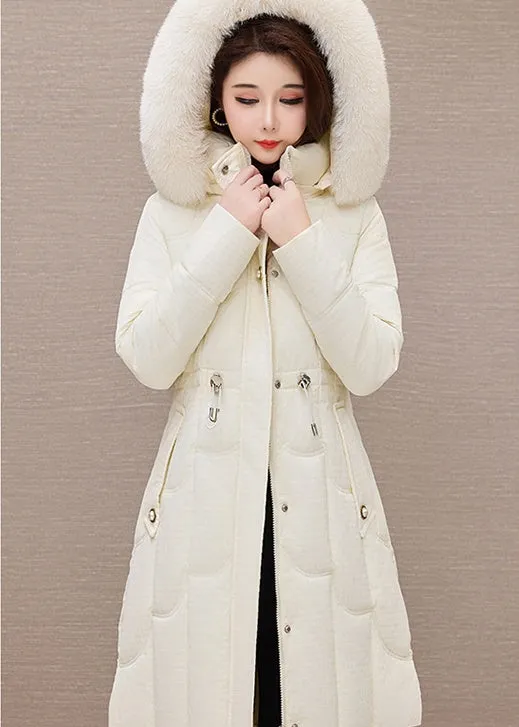 Stylish Windproof Padded Puffer Coat with Belted Waist