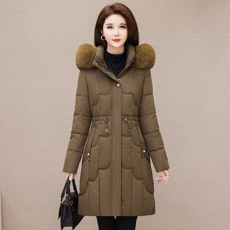 Stylish Windproof Padded Puffer Coat with Belted Waist