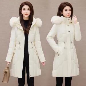 Stylish Windproof Padded Puffer Coat with Belted Waist