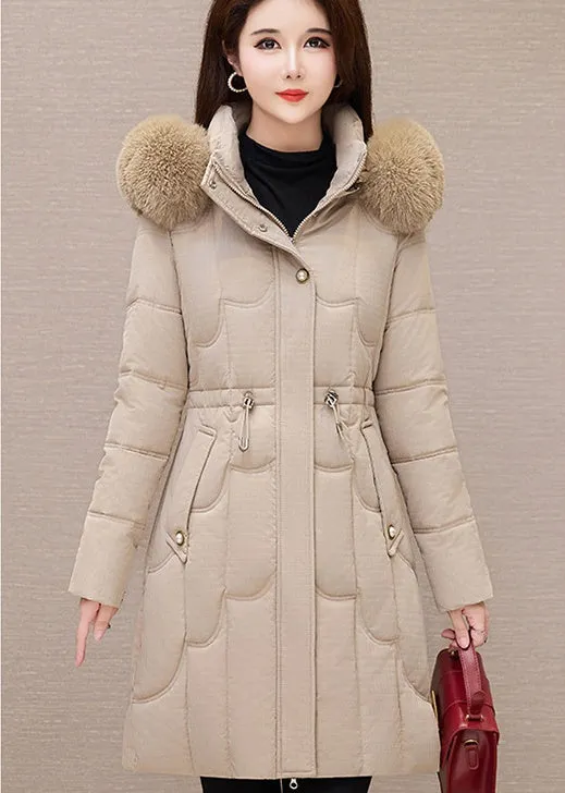 Stylish Windproof Padded Puffer Coat with Belted Waist