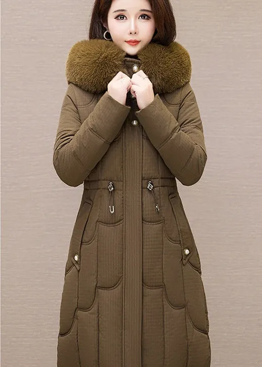 Stylish Windproof Padded Puffer Coat with Belted Waist
