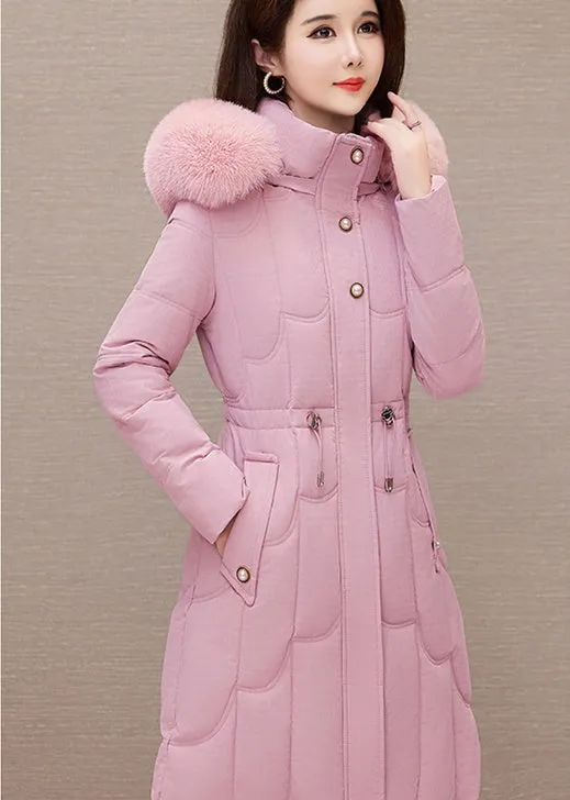 Stylish Windproof Padded Puffer Coat with Belted Waist
