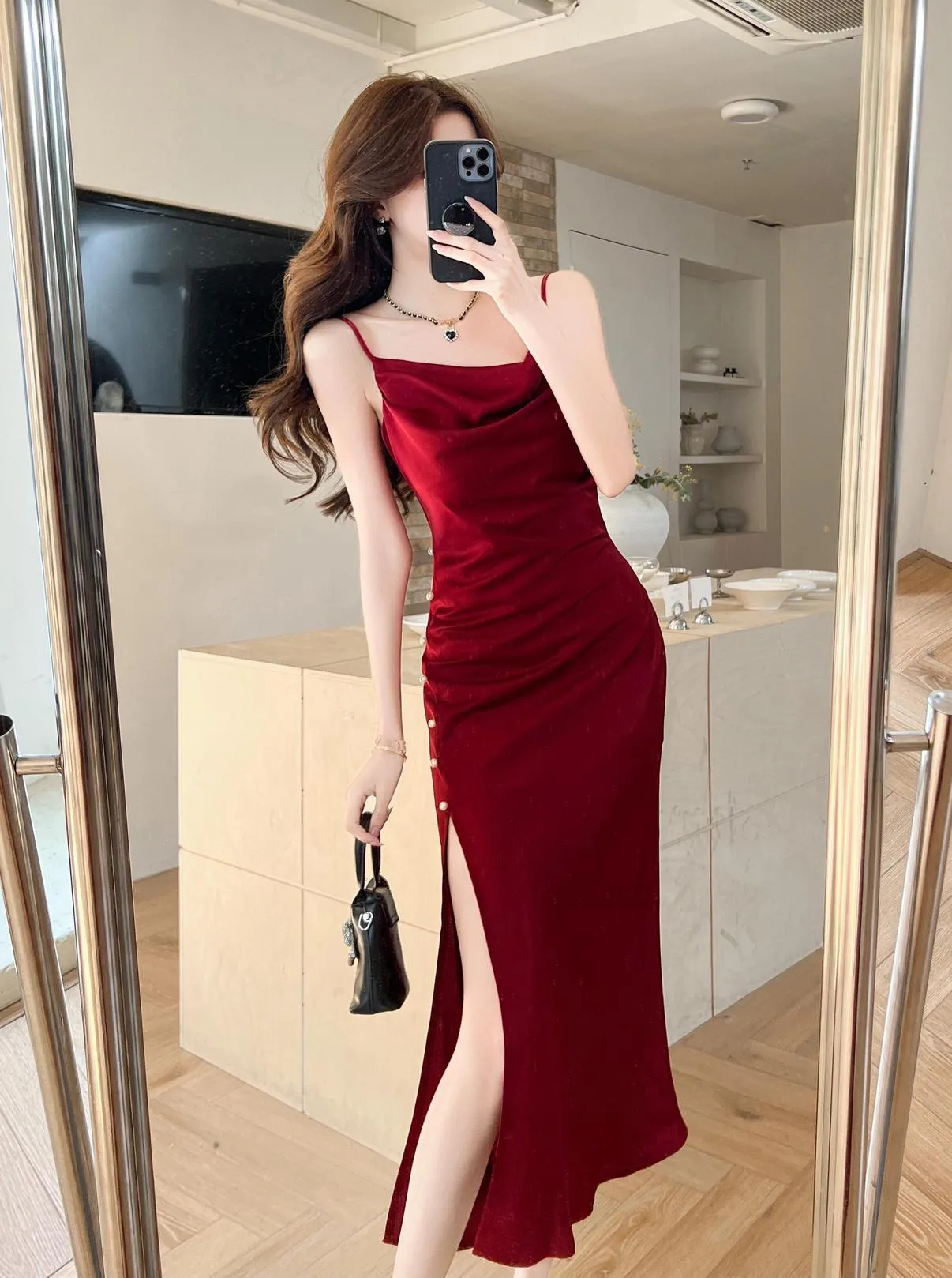 Stylish Women's Maxi Cami Dress Featuring Beaded Details