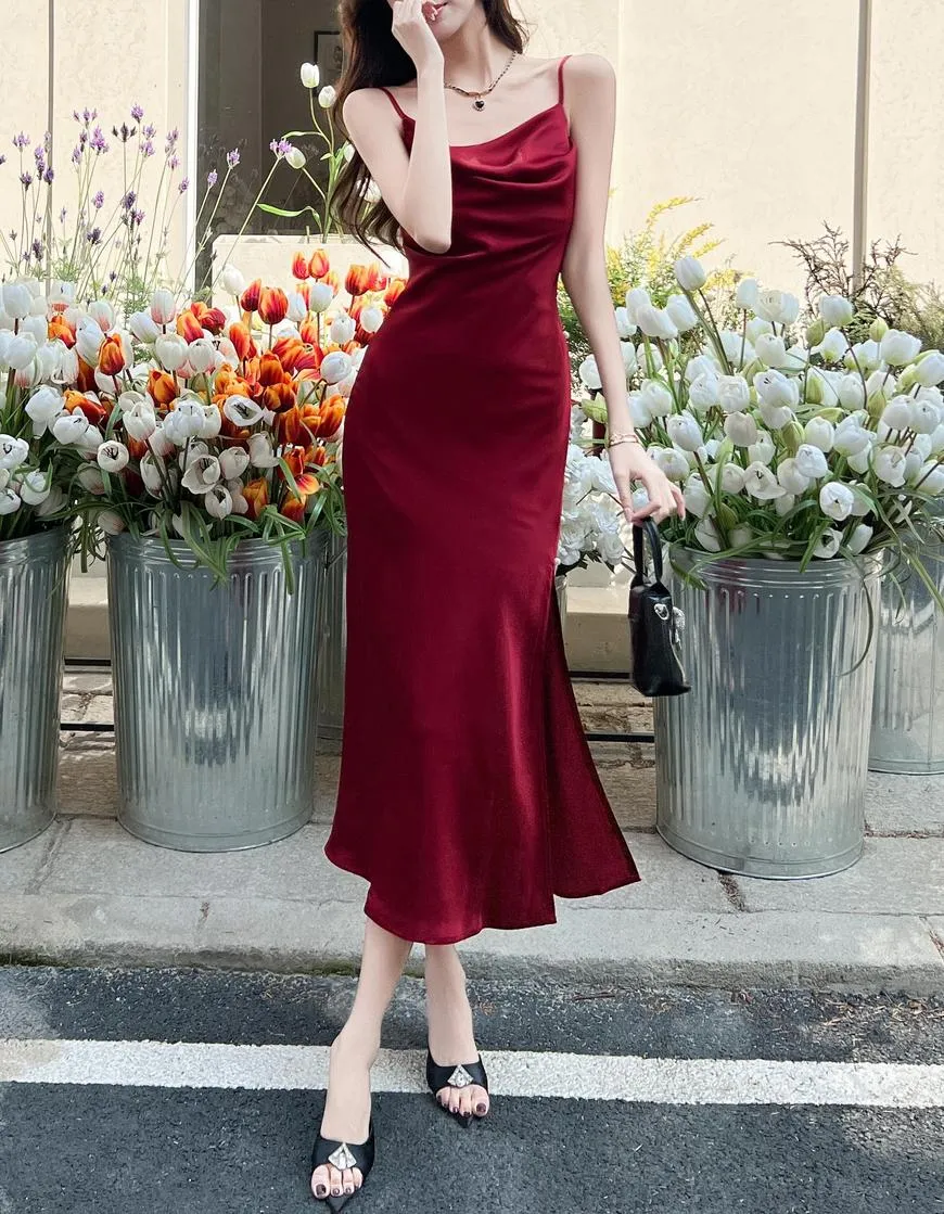 Stylish Women's Maxi Cami Dress Featuring Beaded Details