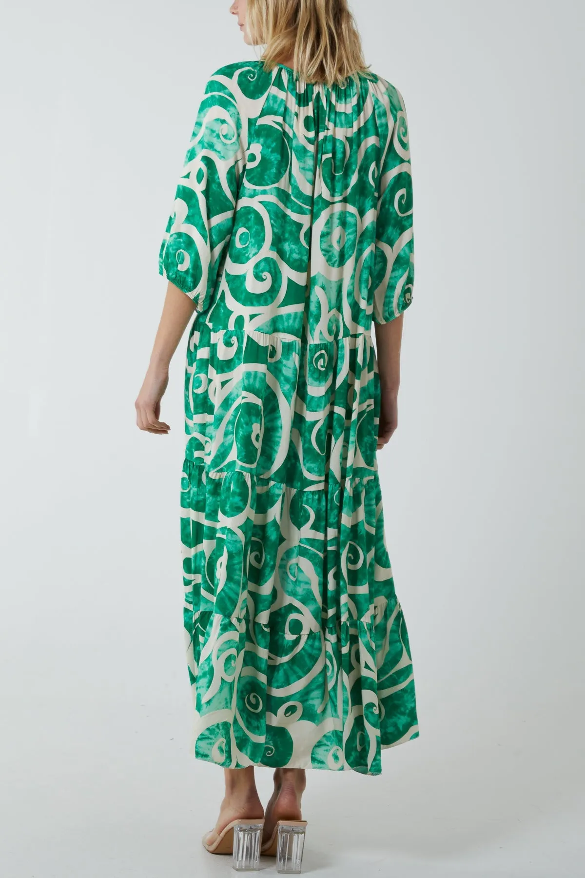 Swirl Tie Dye Tiered Maxi Dress