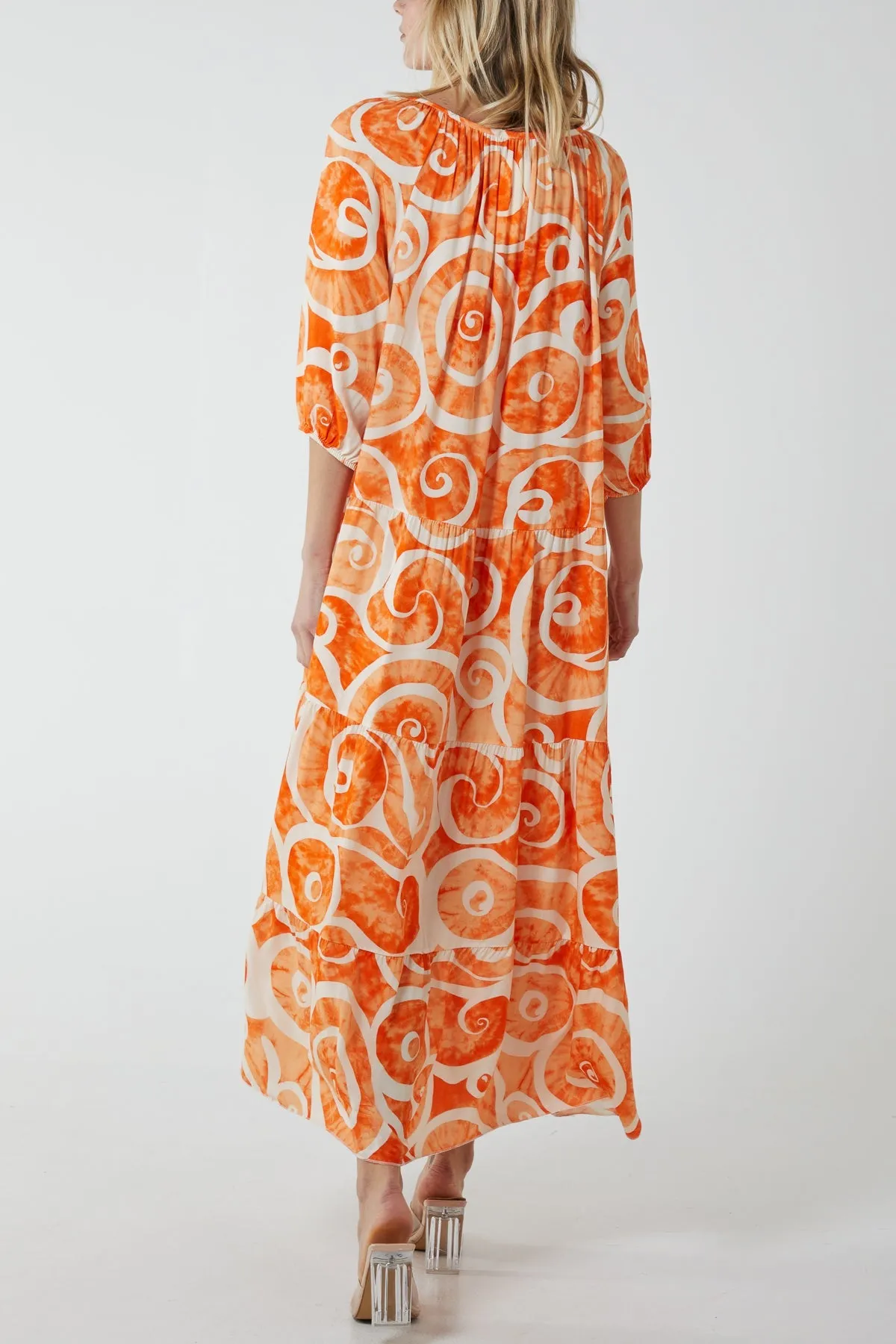 Swirl Tie Dye Tiered Maxi Dress