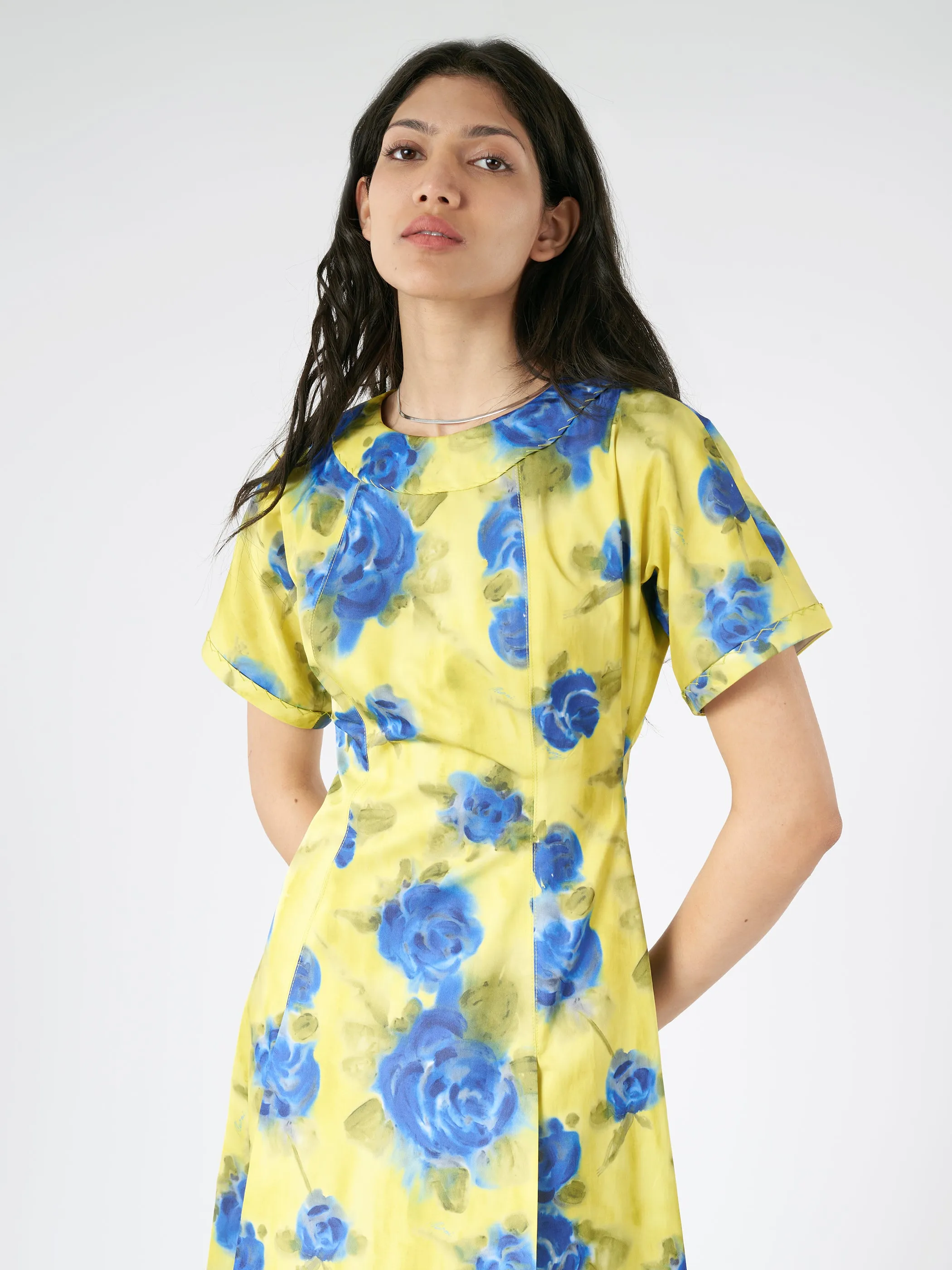 Taffeta Midi Dress with Idyll Print