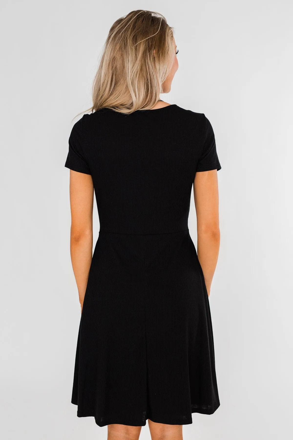 Tell Me More Front Knot Dress- Black