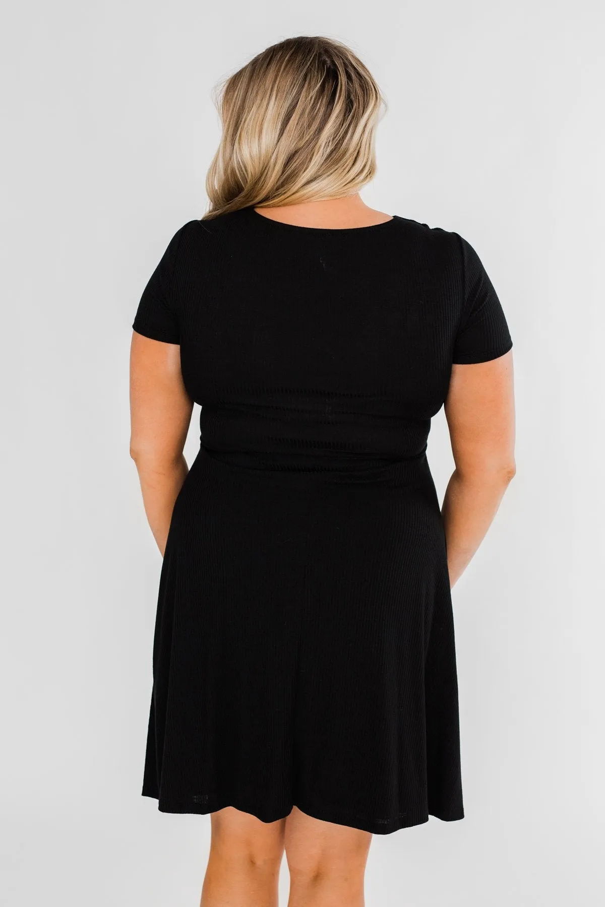 Tell Me More Front Knot Dress- Black