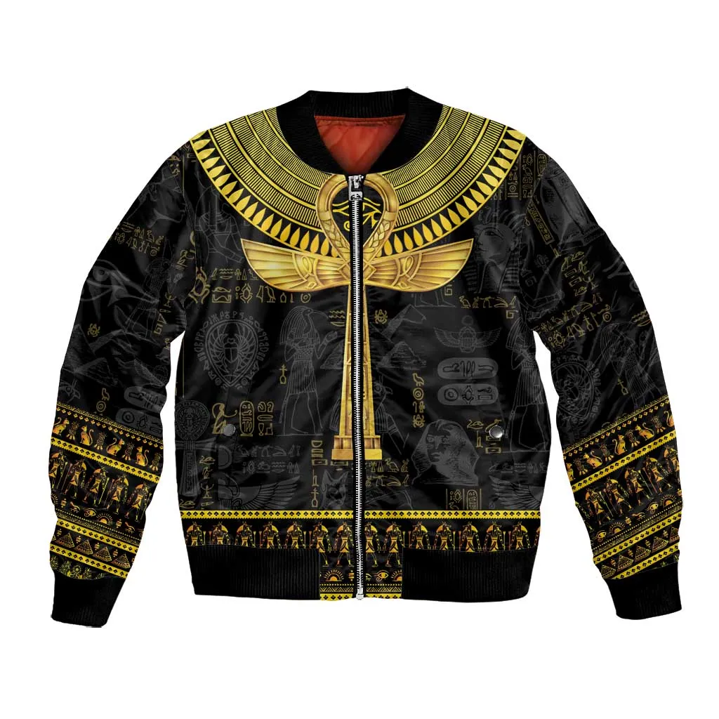 The Ankh Egyptian Hieroglyphs Bomber Jacket LT9