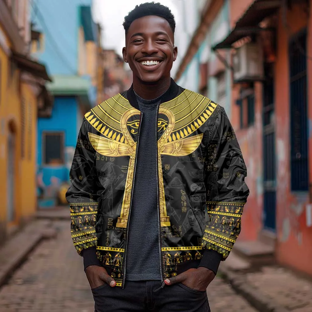 The Ankh Egyptian Hieroglyphs Bomber Jacket LT9