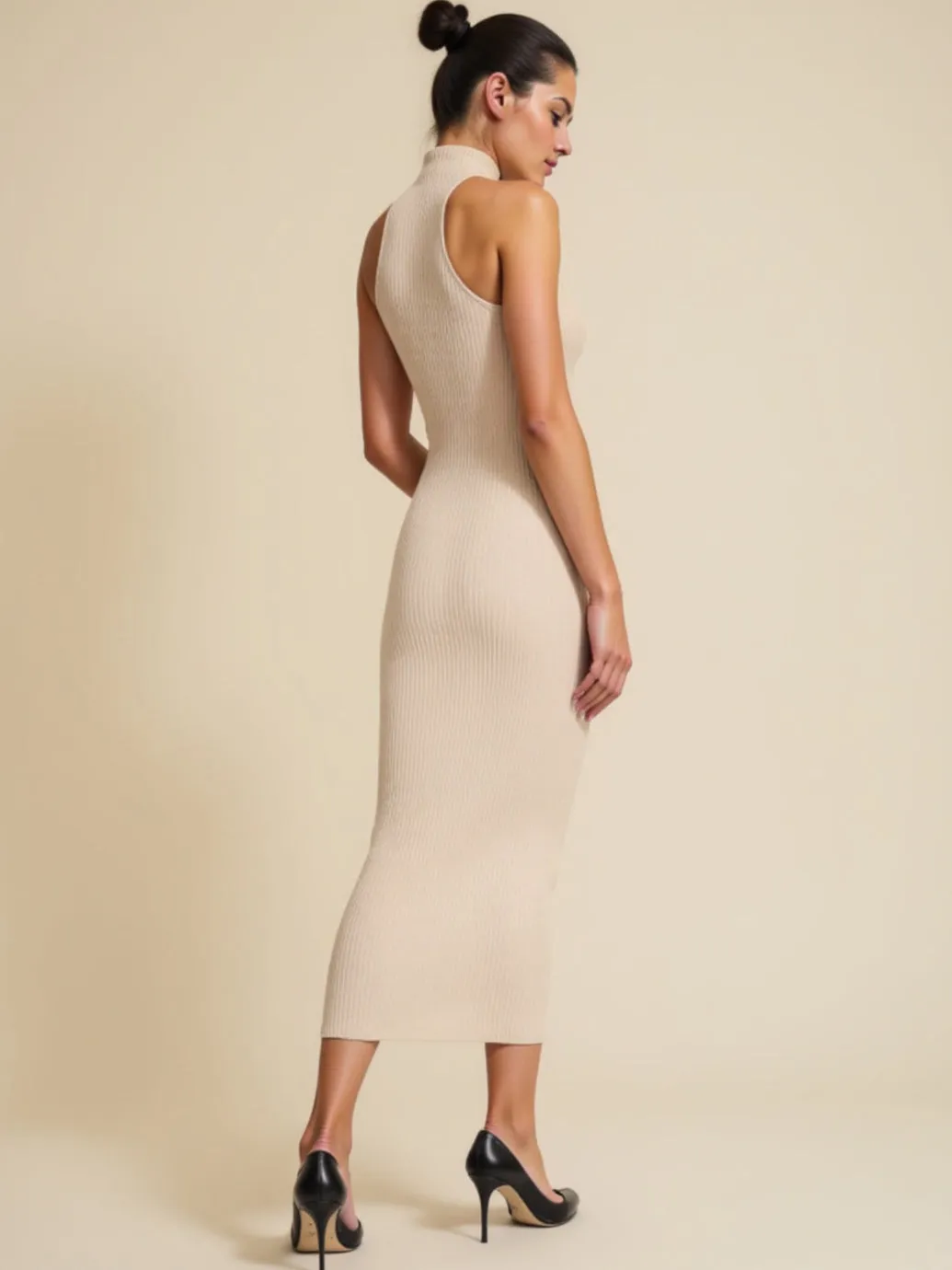 The Every Day Halter Mock Neck Midi Dress