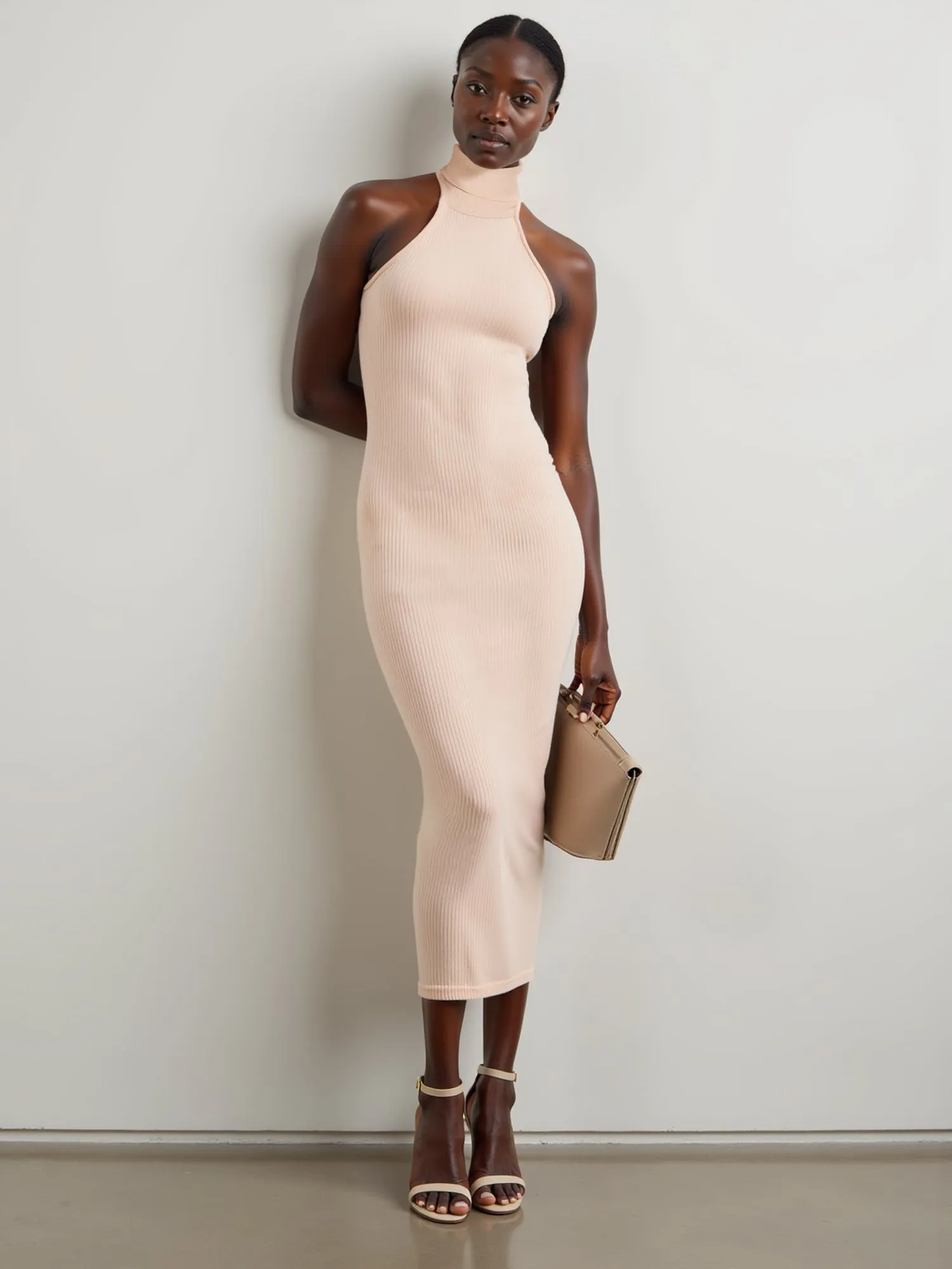 The Every Day Halter Mock Neck Midi Dress