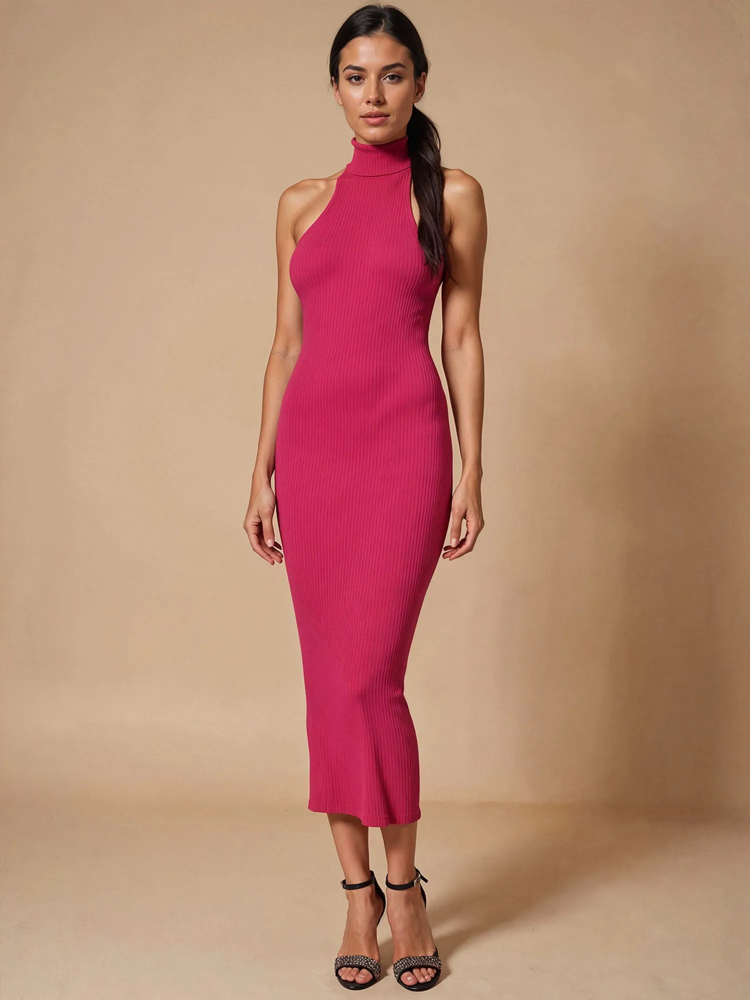 The Every Day Halter Mock Neck Midi Dress