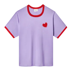 The Pleasing Loves You Ringer Tee in Violet Cherry