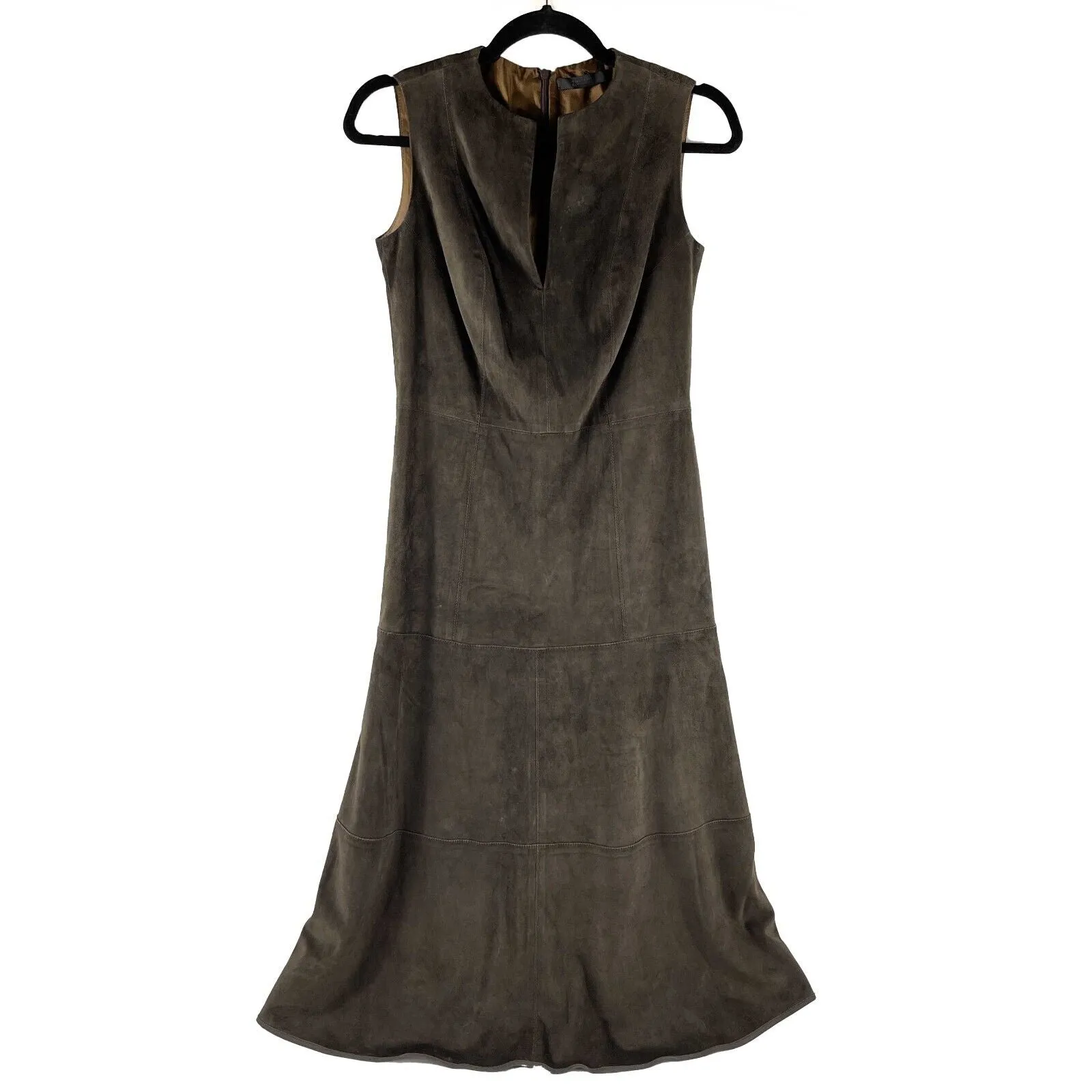 THE ROW - Excellent - Suede Liffen Midi - Dark Brown Dress - Size 4
