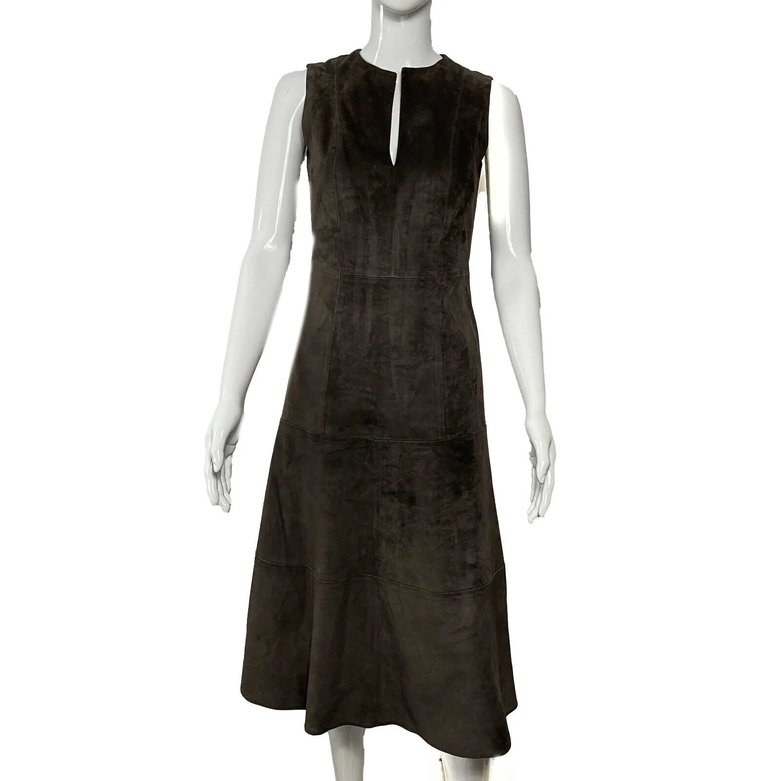 THE ROW - Excellent - Suede Liffen Midi - Dark Brown Dress - Size 4