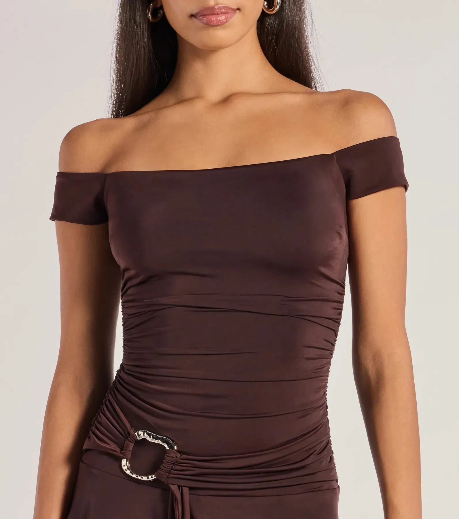 Trendy Fab Off-The-Shoulder Belted Mini Dress
