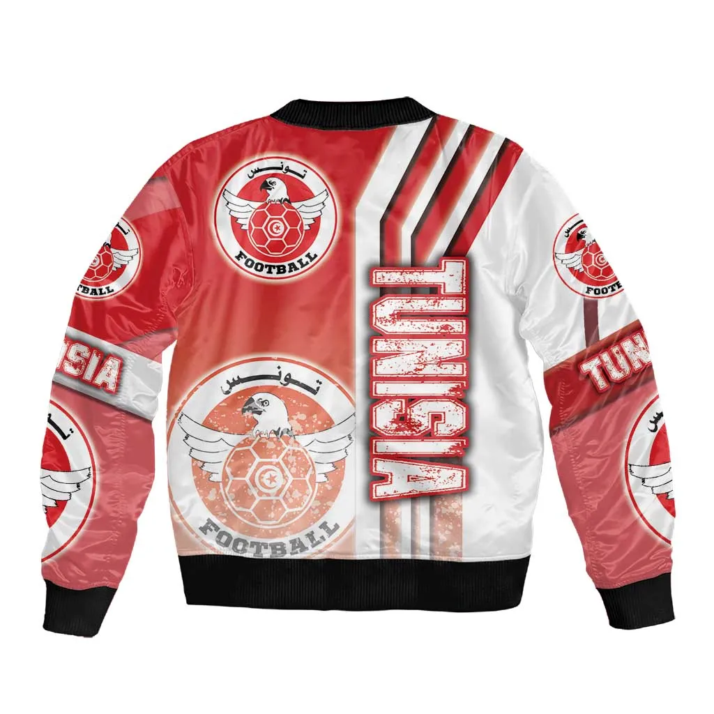 Tunisia Soccer Sleeve Zip Bomber Jacket Eagles of Carthage Football - Road To Champion DT03