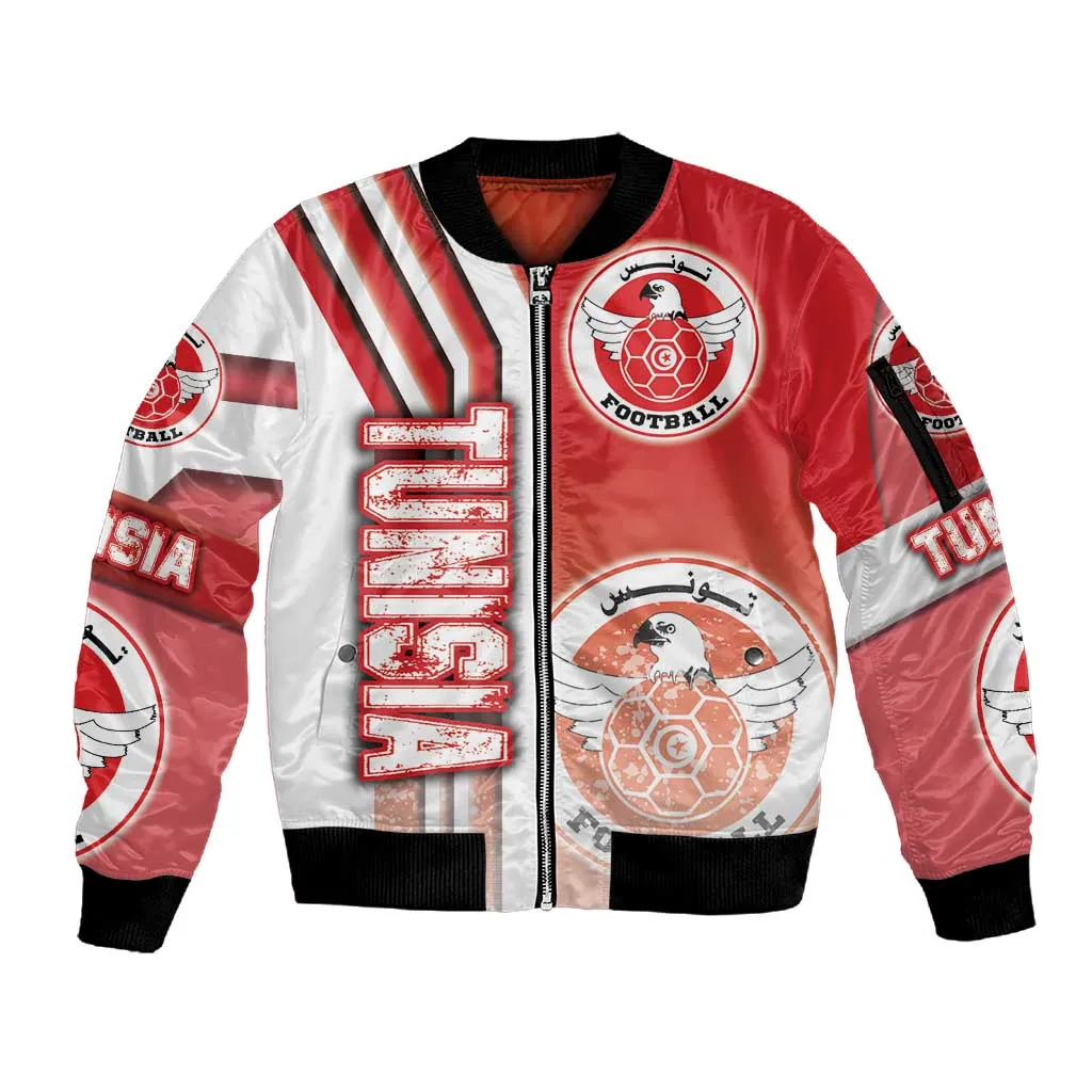 Tunisia Soccer Sleeve Zip Bomber Jacket Eagles of Carthage Football - Road To Champion DT03