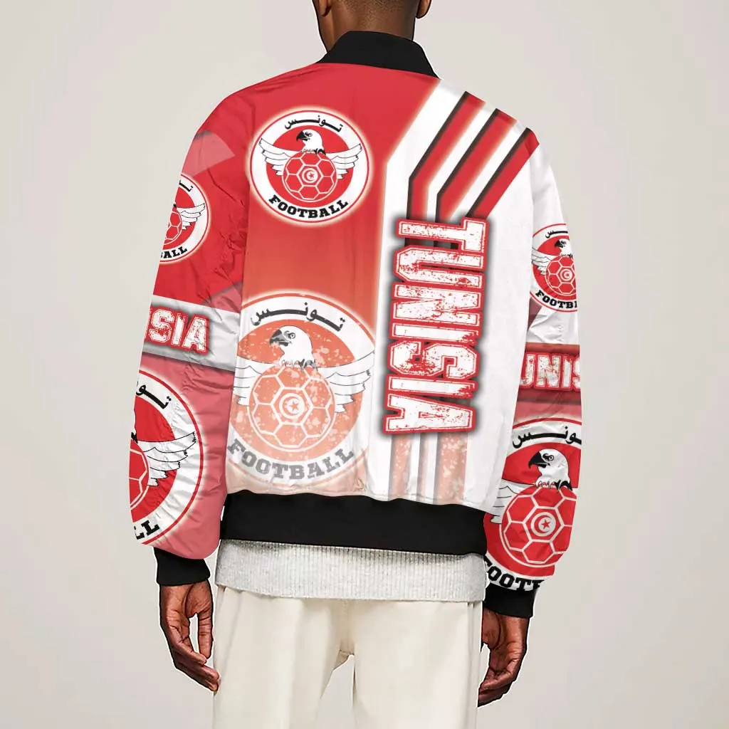 Tunisia Soccer Sleeve Zip Bomber Jacket Eagles of Carthage Football - Road To Champion DT03