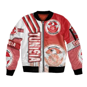 Tunisia Soccer Sleeve Zip Bomber Jacket Eagles of Carthage Football - Road To Champion DT03