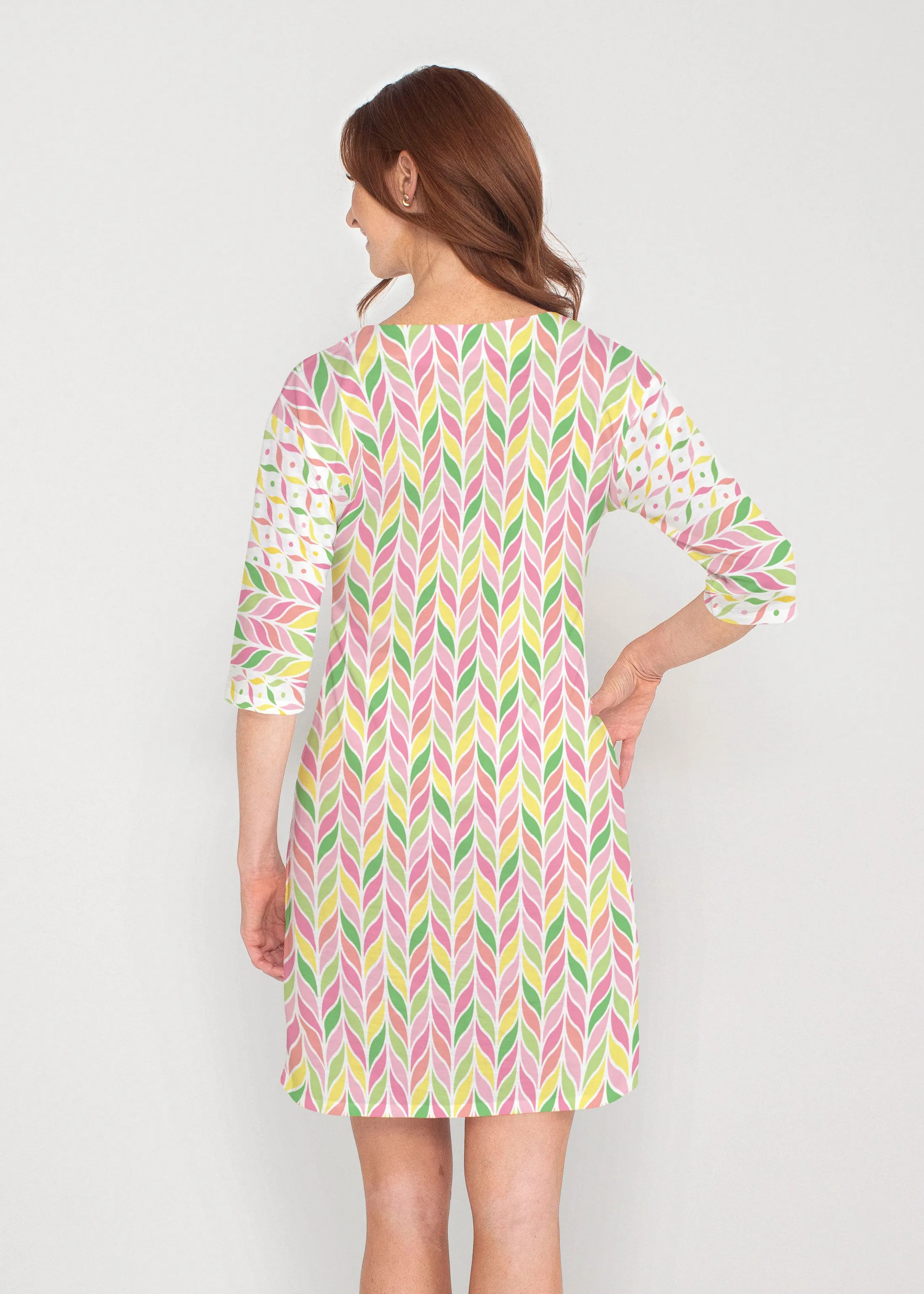 Tutti Fruitti (8036) ~ Drop Shoulder 3/4 Sleeve V-Neck Dress