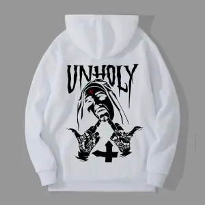 UNHOLY Nun Graphic Casual Black Print Hoodie