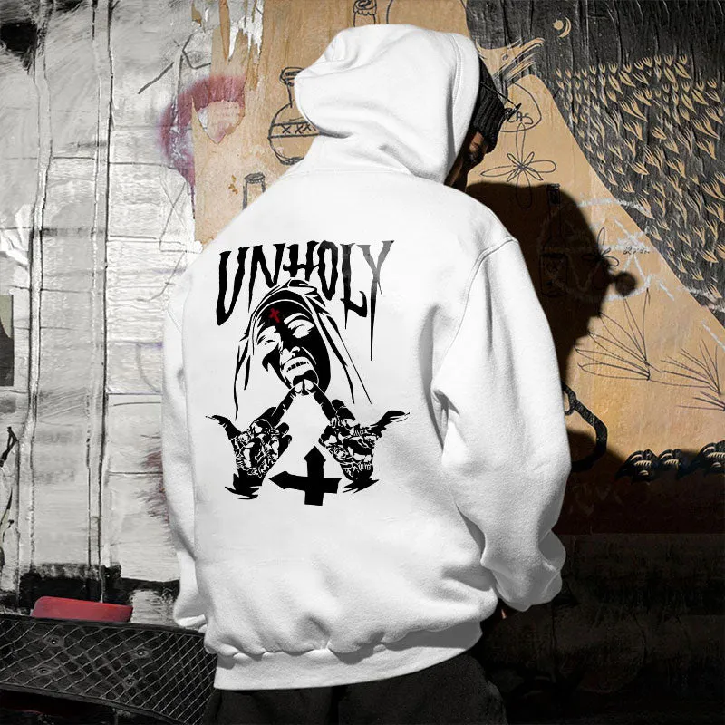 UNHOLY Nun Graphic Casual Black Print Hoodie