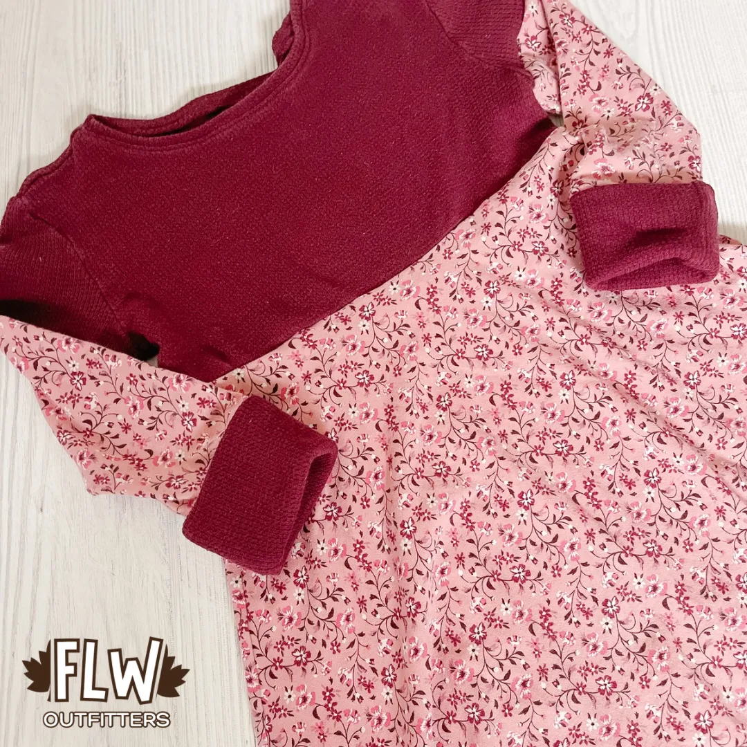 Upcycled Dress 18m-4T Pink & Cranberry Floral